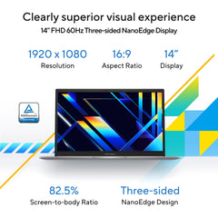 ASUS Vivobook 14, Intel Core i3 13th Gen 1315U, 8GB RAM, 512GB SSD, FHD 14", Windows 11, Office Home 2024, Cool Silver, 1.40kg, X1404VA-NK761WS, Intel UHD, M365 Basic (1Year)*, Backlit Keyboard Laptop