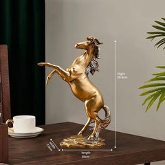 SYGA Atmospheric Golden Horse Resin Ornaments Home Office Wine Cabinet Bookcase TV Cabinet Model Room Decoration