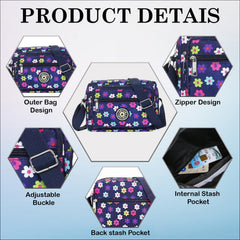 MOMISY Women Mobile Messenger Bag Ladies Casual Nylon Shoulder Small Cross Body Long Strap Purse for Travelling, Work