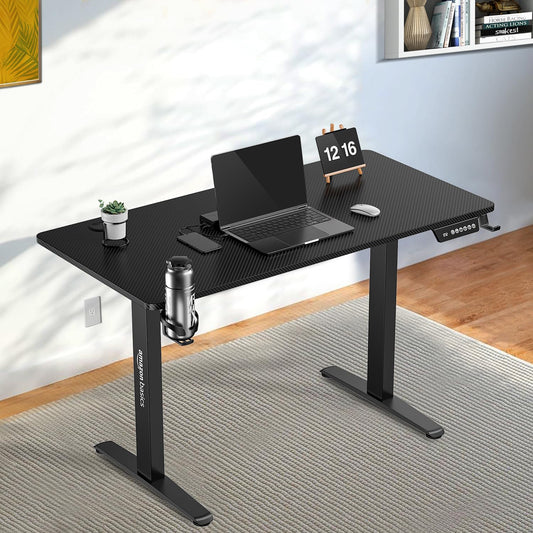 amazon basics Surface Lite Height Adjustable Table for Office Work & Home | Adjustable Height | Ergonomic & Spacious | Sit & Standing Desk | Digital Display (Black)