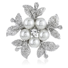 SYGA Brooch 5 Pearl Fashion Crystal Rhinestone Jewellery Pin Vintage Accessories Decoration Clothing Brooches for Women Girl - 5 Pearl Leaf