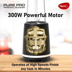 Pigeon By Stovekraft Pure Pro | Grinder Juicer Blender Smoothie Maker All-in-1 Machine | 300 Watt | ‎230 Volts | 2 Jars- Multiuse Jar 500ml, 1 Sipper, 1 Cap | 2 Blades| 1Year Warranty