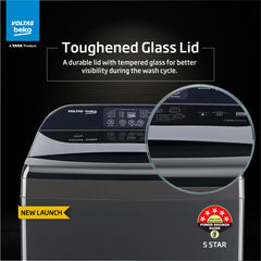 Voltas Beko, A Tata Product 10 Kg 5 Star Fully-Automatic Top Loading Washing Machine (WTL1006UEAH/OBS3060, Dark Grey, Inbuilt Heater)