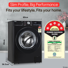 LG 12 Kg, 5 Star, AI Direct Drive Technology, Wi-Fi, Steam Fully Automatic Front-Loading Washing Machine (FHP1412Z3O, Intelligent & Convenient Fabric Care, Allergy Care, In-Built Heater, Onyx Black)