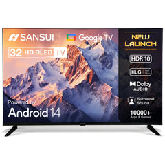 SANSUI 80cm (32) HD Ready Google TV with IPS Panel, HDR10, Dolby Audio, Surround Sound, Game Mode, 60Hz Refresh Rate JSW32HG5 (Black)