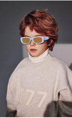 SYGA Children's Square Frame Matte Cartoon Baby Sunglasses Uv400 Anti-Ultraviolet Kids Glasses - 4 to15 years old (Yellow)