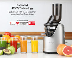 Kuvings B1700 Cold Press Whole Slow Juicer, Patented JMCS Technology for 10% More Juice, All-in-1 Fruit & Vegetable Juicer, 12 Yrs Warranty (Motor), 240W Strong Motor (Dark Silver)