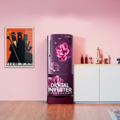 Samsung 183 L, 4 Star, Digital Inverter, Direct-Cool Single Door Refrigerator (RR20C1824CR/HL, Red, Camellia Purple, Base Stand Drawer)