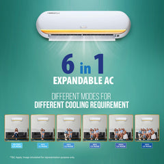 Lloyd Stellar Grace 1.5Ton 5 Star Wi-Fi Inverter Split AC (6 in 1 Expandable,Mood Lighting, In-Built Air Purifier, Direct Voice Command, White & Warm Grey with Wooden Finish, New Launch GLS18V5FWMGT)