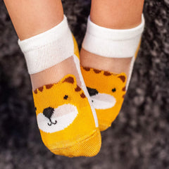 MOMISY Kids Ankle Socks, 5 Pairs, Tube Style, for Toddlers and Infants (IN, Age, 12 Months, 24 Months, AnimalZero)