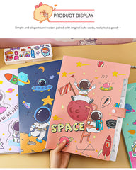 SYGA Cartoon Astronaut 6-Gate File Folder for A4 Student Exam Paper Organizing and Storage(Pink)