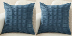 MOMISY Corduroy Cushion Throw Pillow Covers Pink 45 x 45cm, 18x18 inch (Blue, 2)