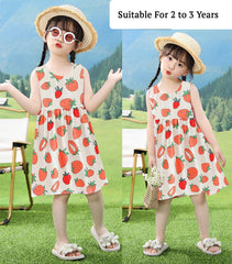 SYGA Baby Girls Cotton Silk Summer Dress Perfect Outfit for Your Little Princess 110 Yard, Suitable for Age 2-3 Years Old(Pink Flower)