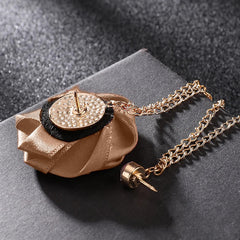 SYGA Rose Flower Brooch Pin for Men & Women,Beautiful Fashion Jewelry with Chain Design(Champagne)