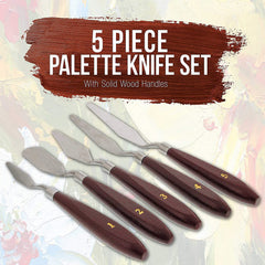 SYGA Stainless Steel Palette Knife Set, Spatulas & Painting Knives for All Oil or Acrylic Painting & Color Mixing, 3-D Printer Removal Tool - 5 Pcs
