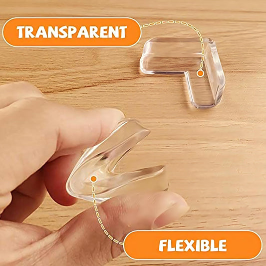 SYGA Set of 4 Transparent Children's Baby Strip Safety Table, Bed Corner Gaurd Baby Proofing Corner Protector (Transparent LShape Corner)