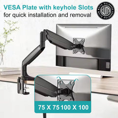 White Mulberry |DIY| Heavy-Duty Mechanical Spring Monitor Arm | Desk Mounted Monitor Stand for 17-45 Inch Monitor |16Kg Screen Capacity|VESA 75X75&100X100|Adjustable Desk Mount-(Single Screen)