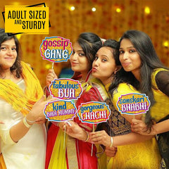 SYGA Family Photo Booth All Occasion Function Party Props Indian Baby Shower Festival Props for Family Wedding/Anniversary/Haldi/Reception/Birthday Party/Reunion/Get-Together/Sangeet-30Pcs