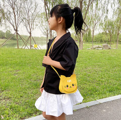 SYGA Children's Cat Shoulder Bag Cartoon Backpack PU Leather Kids Small Kitten Handbag Purse Wallet for Toddlers Kids (Black)