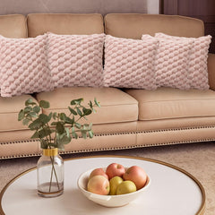 MOMISY Corduroy Cushion Throw Pillow Covers, Honeycomb Pattern, 45 x 45 cm, Set of 5 (Pink)