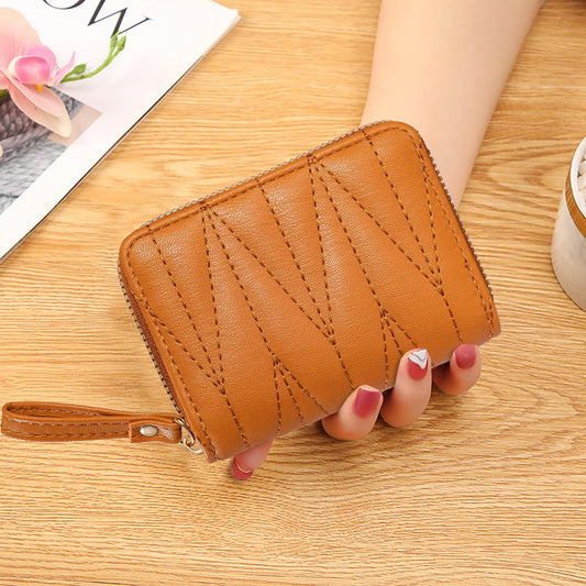 SYGA Wallet for Girls & Women's Credit Card Purse Small Coin Storage Bag with Zipper Closure, Fashionable Small Coin/Cash Purse (Light Brown)