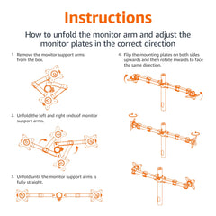 amazon basics Dual Monitor Stand - Height-Adjustable Arm Mount, Steel (Self Installation)