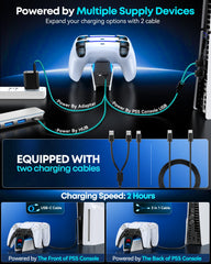 OIVO PS5 Charging Station, 2H Fast PS5 Controller Charger for Playstation 5 Dualsense Controller, Upgrade PS5 Charging Dock with 2 Types of Cable, PS5 Charger for Dual PS5 Controller