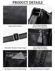 SYGA PU Leather Crossbody Bag for Women, Multi-Pocket Handbag (Black)