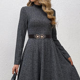 SYGA Women Cinch Belt, PU Leather Stretchy Waist Belt with Dual Flower Metal Buckle, Retro Style - Black