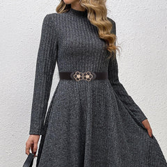 SYGA Women Cinch Belt, PU Leather Stretchy Waist Belt with Dual Flower Metal Buckle, Retro Style - Black