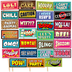 SYGA Set of 27 Birthday Party Props, Pre Wedding Party Props, Wedding Party Props, Baby Shower Party Props, Suitable Props for All Party Theme Photo Booth Props