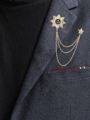 SYGA Men's & Women Suit Shirt Stud Lapel Pin Chain Tassel Brooch Pin with Crystal Chain(Gold)