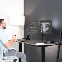 VIVO Dual LCD Monitor Desk Mount Stand Heavy Duty Fully Adjustable fits 2 /Two Screens up to 27" (STAND-V002)