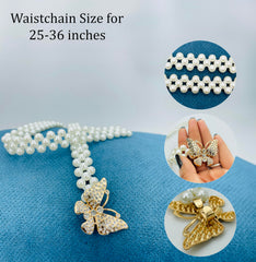 SYGA Pearl Adjustable Waist Belt with Hollowed Tassel Detail, Suitable Size for Waist 24-36 INCH (EL95-19)