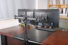 Rife Dual Monitor Mount Double Desk Stand Two Heavy Duty Full Motion Adjustable Arms Fit 2 Computer Screens 17 19 20 21 22 24 27 Inch VESA 75 100 (Dual Monitor Arm)
