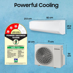 Samsung 1 Ton 3 Star Digital Inverter Split AC (Faster & Powerful Cooling even at 58 Degree C, 100% Copper, 5 year comprehensive warranty, 5 Step Convertible, AR50F12D0LHNNA, White)