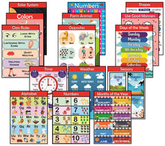 SYGA Large-Sized Educational Poster, Easy to Read and Learn, Design for Young Children, Nursery, School, Nursery, Classroom, playroom, Alphabet, Numbers, Days, Colors and More (15 Pieces)