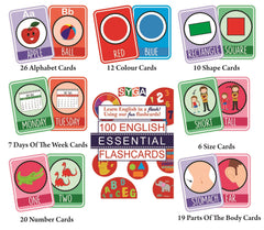 syga English Essential Flash Cards 100 Cards for Kids Child to Learn English Cards- Multi Color