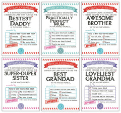 SYGA 6 Pcs Personalised Card Gift Certificates for Family Member