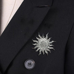 SYGA Men's Suit Chest Brooch Fashionable Rhinestone Decoration Diamond Clothing Accessories(Silver)