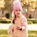SYGA Unisex Wooln Warm Winte Cap Pompom Beanie Hat for 1-3 Year Baby Cap - Pink