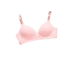 MOMISY Women's Top Open Maternity Nursing Bra Wire Free Lace Cotton Closure Breastfeeding Pregnancy Bra (Pink, 34B)