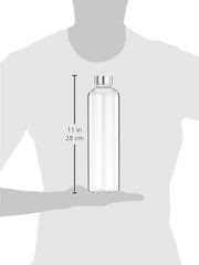 Amazon Brand - Solimo Silica Glass Bottle with Flip Cap, 1 Litre, Set of 4, Transparent