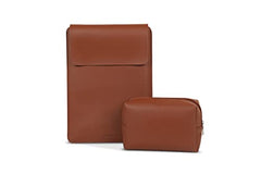 ENTHOPIA 13 to 14 Inches Folio Laptop Case Cover Vegan Leather Compatible for MacBook, Lenovo, Hp, Dell &Other Notebooks - Plain Cork