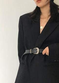 SYGA Women's PU leather Retro Pin Buckle Waist Belt Waist Size 29 Inch to 35 Inch, Black (Pack of 1)