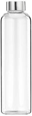 Amazon Brand - Solimo Silica Glass Bottle with Flip Cap, 1 Litre, Set of 4, Transparent