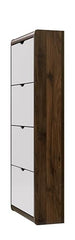 DeckUp Jade Engineered Wood 4-Door Shoe Rack (Walnut & White, Matte Finish)