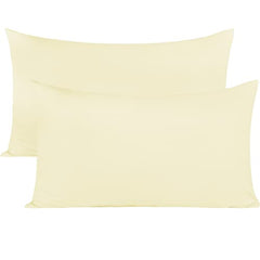 Soft Pillow Covers 19 x 29 Inches - Egyptian Cotton 600 Thread Count Set of 2 Pillow Cover Set Envelope Closure Hotel Quality Pillowcase - Beige