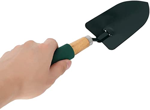 SYGA 3Pcs Small Garden Tools Set Heavy Duty 1Garden Hands Shovel Trowel 1Claw Rake 1 Plants Fork with Ergonomic Wooden Handle Metal Bonsai Tool Kit for Transplanting and Digging