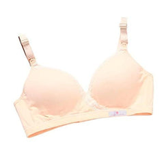 MOMISY Women's Top Open Maternity Nursing Bra Wire Free Lace Cotton Closure Breastfeeding Pregnancy Bra (Peach, 36B)